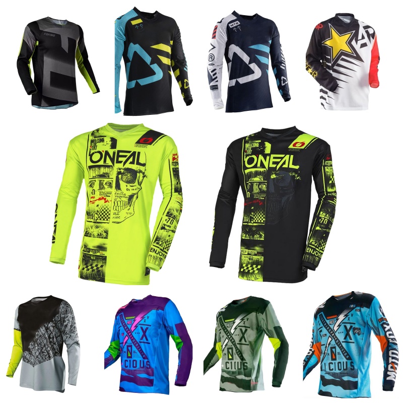 Cycling Gear Pas - เสื้อมอเตอร์ครอสระบายอากาศได้ดี แห้งเร็ว สำหรับผู้ชายและผู้หญิง เสื้อสำหรับขี่มอเตอร์ไซค์วิบาก MX เสื้อสำหรับปั่นจักรยานเสือภูเขาแบบดาวน์ฮิลล์