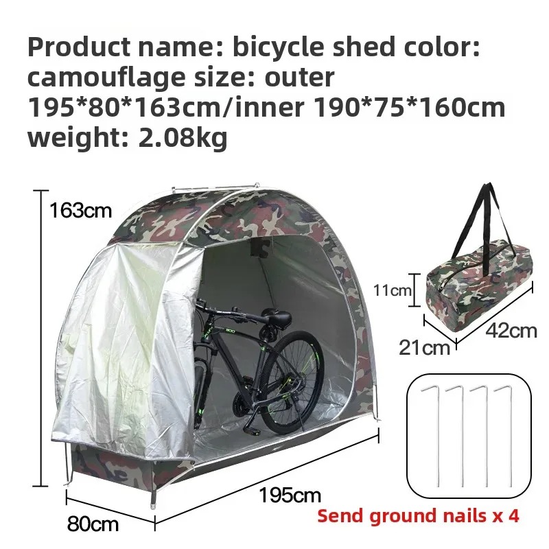 Cycling Gear You Need - เต็นท์เก็บจักรยานพกพาสำหรับกลางแจ้ง ผ้าอ็อกซ์ฟอร์ดหนา โครงอะลูมิเนียมอัลลอยด์ ป้องกันอุปกรณ์ปั่นจักรยาน พร้อมกระเป๋าหิ้ว
