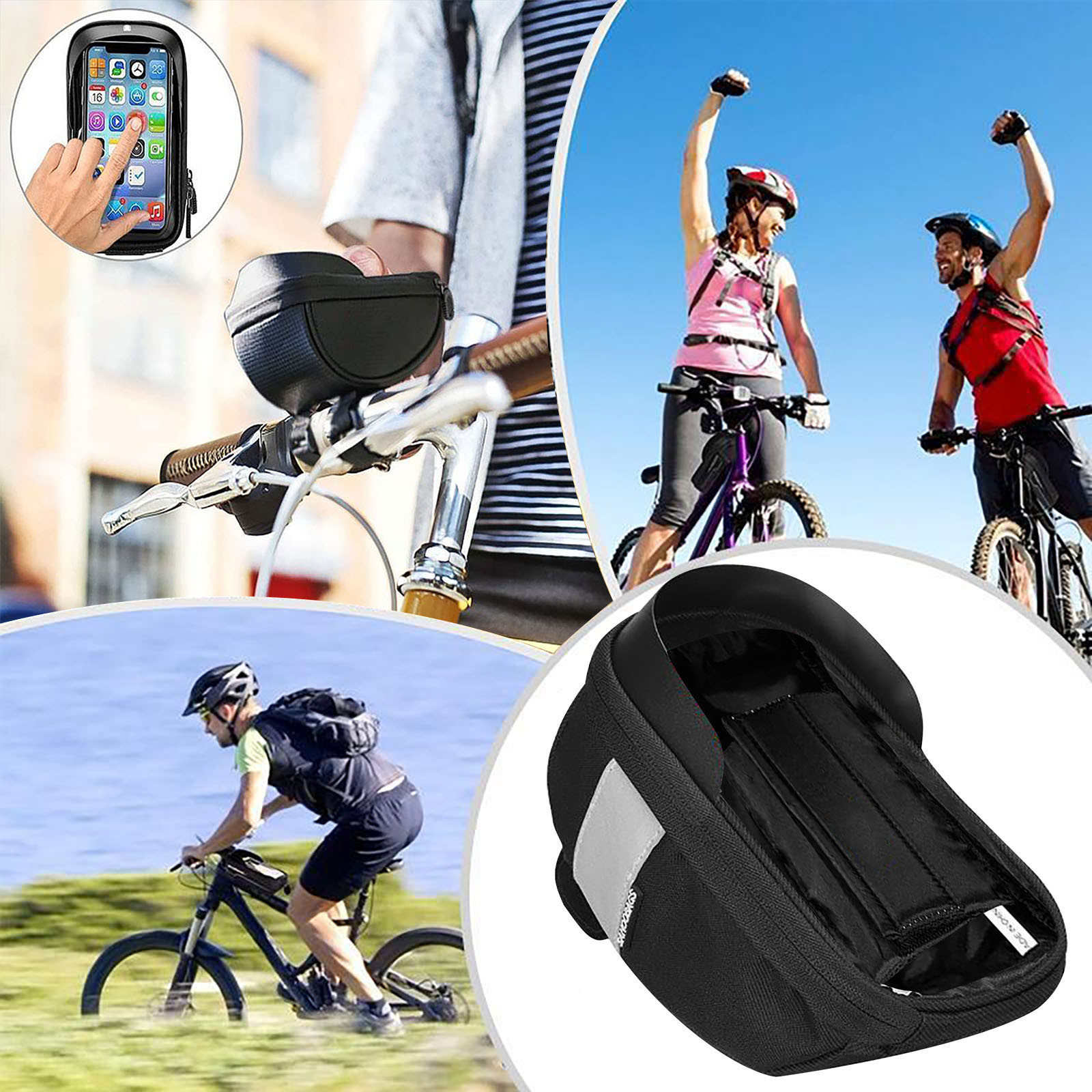 Cycling Gear Display - กระเป๋าใส่โทรศัพท์กันน้ำสำหรับจักรยาน กระเป๋าติดแฮนด์จักรยาน กระเป๋าติดเฟรมจักรยาน กระเป๋าข้างจักรยาน อุปกรณ์เสริมสำหรับการปั่นจักรยานกลางแจ้ง รุ่น