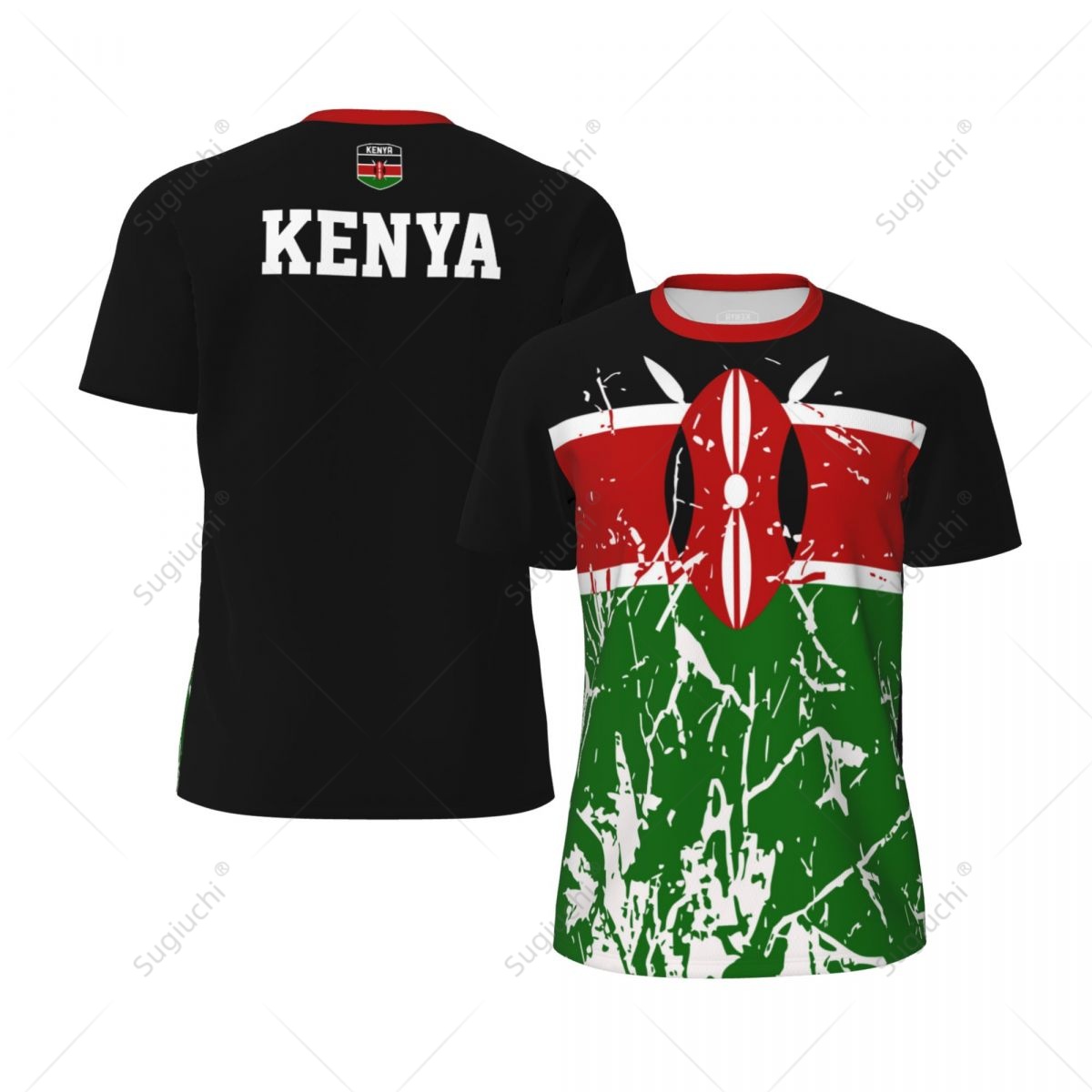 Cycling Gear Kenya - เสื้อยืดออกกำลังกายผู้ชายลายธงชาติเคนยา ดีไซน์พิเศษ พิมพ์ลาย 3 มิติ เหมาะสำหรับวิ่ง