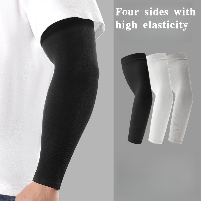 Cycling Gear Usa - ปลอกแขนผ้าไหมน้ำแข็ง 2 ชิ้น ระบายอากาศ ป้องกันรังสียูวี สำหรับผู้ชายและผู้หญิง