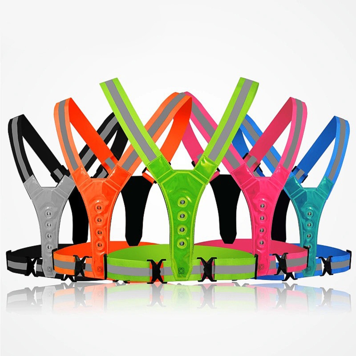 Cycling Gear Pas - เสื้อกั๊กความปลอดภัยในการวิ่งและขี่จักรยาน LED แบบปรับได้สําหรับผู้ชายและผู้หญิงอุปกรณ์กีฬาการรักษาความปลอดภัยกลางคืน