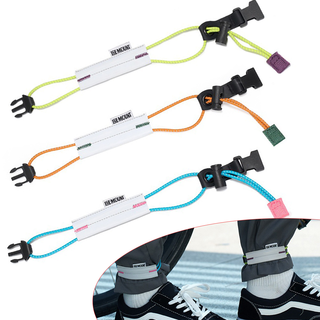 Cycling Gear Usa - สายรัดกางเกงปั่นจักรยานแบบสะท้อนแสง สายรัดขาจักรยานแบบปรับได้ แถบสะท้อนแสงเพื่อความปลอดภัยสำหรับจักรยานเสือหมอบ อุปกรณ์ขี่จักรยานกลางคืน