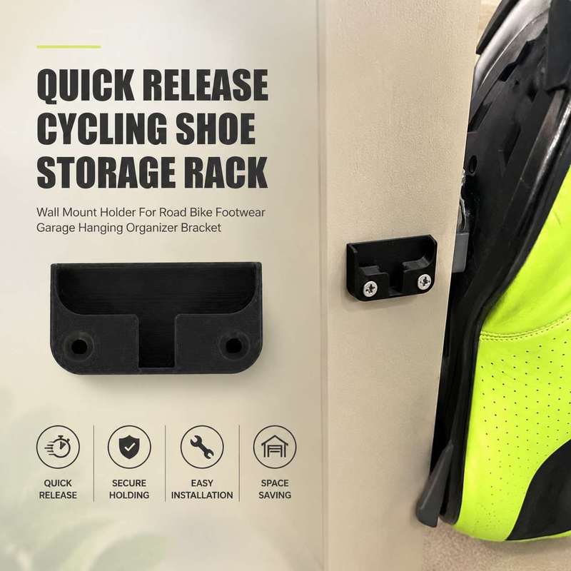 Cycling Gear Wall Hanger - ที่แขวนรองเท้าจักรยานแบบติดผนัง ปลดล็อกเร็ว สำหรับจัดเก็บรองเท้าจักรยานถนนในโรงรถ