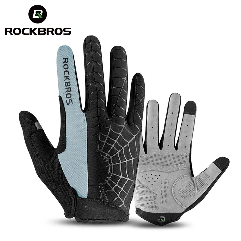Cycling Gear Pas - ROCKBROS ฤดูใบไม้ผลิถุงมือขี่จักรยานเต็มนิ้วระบายอากาศลื่นถุงมือจักรยานสําหรับผู้ชายผู้หญิงจักรยานเสือภูเขาถนนขี่เกียร์