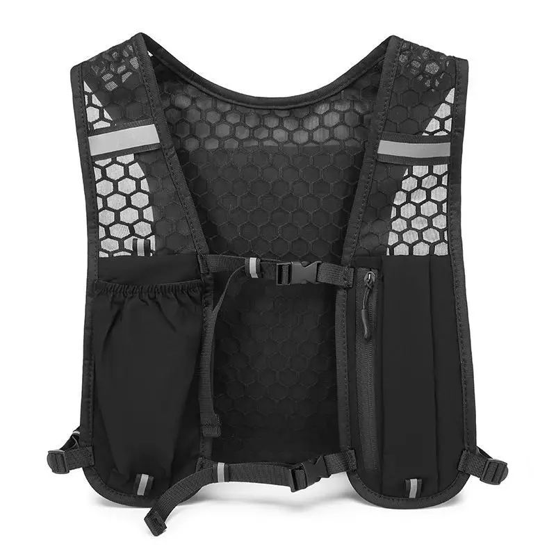 Reflective Cycling Vest - เสื้อกั๊กวิ่งน้ำหนักเบาสะท้อนแสงสำหรับปั่นจักรยานและเล่นกีฬา พร้อมช่องใส่ขวดน้ำและช่องเก็บโทรศัพท์ อุปกรณ์สำหรับกิจกรรมกลางแจ้ง