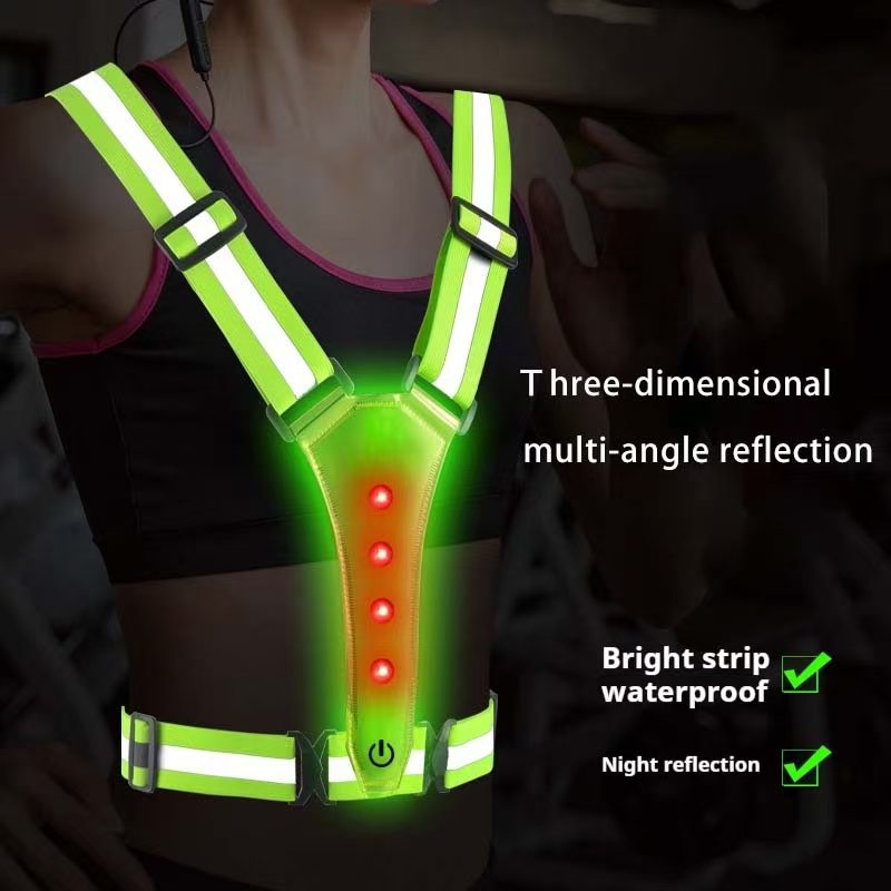 Reflective Cycling Vest - เสื้อกั๊กวิ่ง LED สะท้อนแสง สายรัดสะท้อนแสง เสื้อผ้าสำหรับวิ่งกลางคืน ปั่นจักรยาน