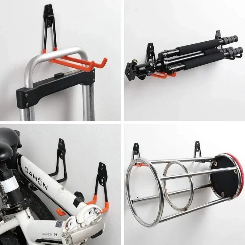Cycling Gear Wall Hanger - ตะขอแขวนจักรยานติดผนังแบบโลหะสำหรับงานหนัก อุปกรณ์จัดเก็บจักรยานในโรงรถ ที่แขวนจักรยาน ที่จอดจักรยาน ป้องกันการลื่น ที่เก็บอุปกรณ์