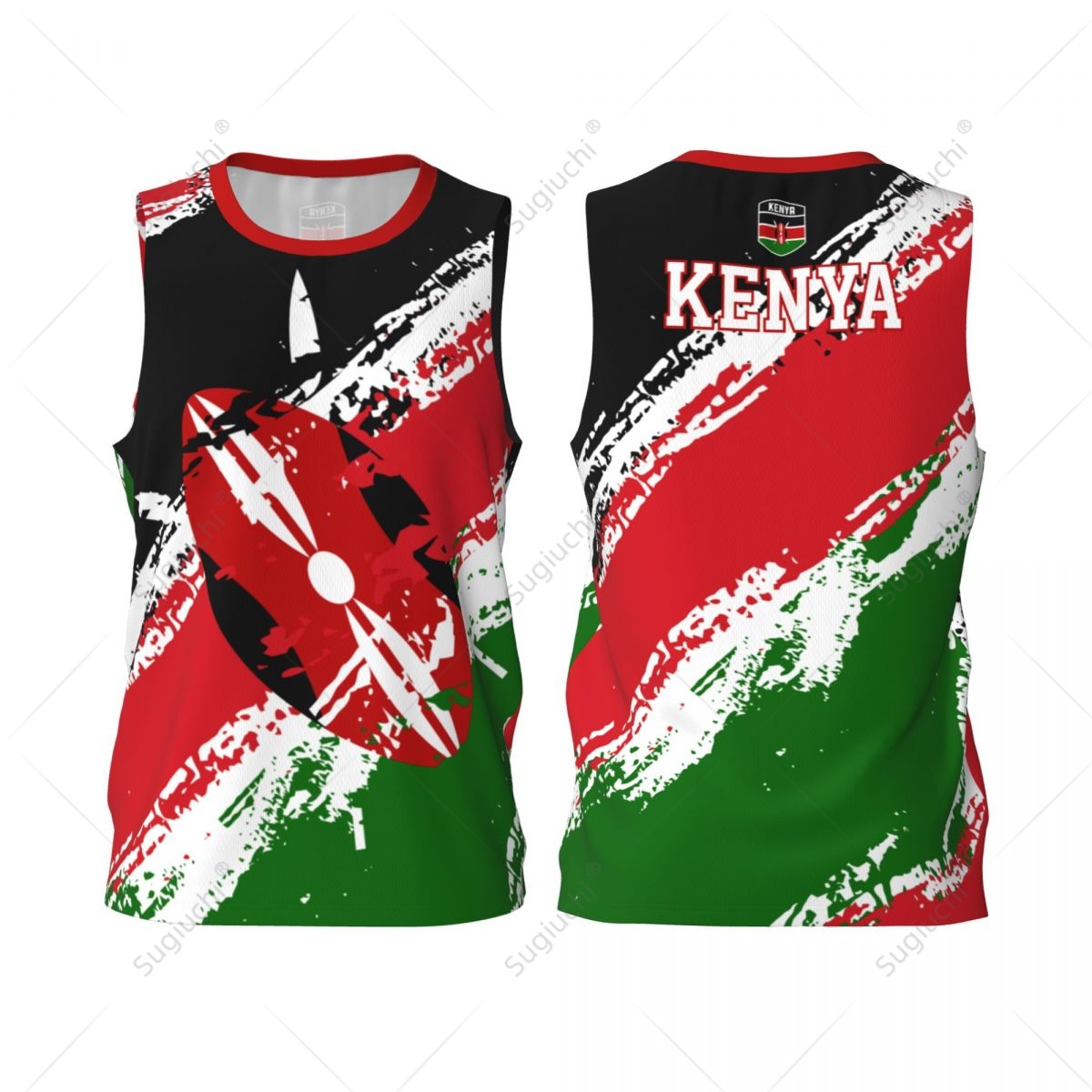 Cycling Gear Kenya - เสื้อกีฬาบาสเก็ตบอลสำหรับผู้ชายเสื้อยืดอเนกประสงค์ลายธงเคนยาสำหรับวิ่งออกกำลังกาย kemeja tanpa lengan เรียกชื่อได้เฉพาะ