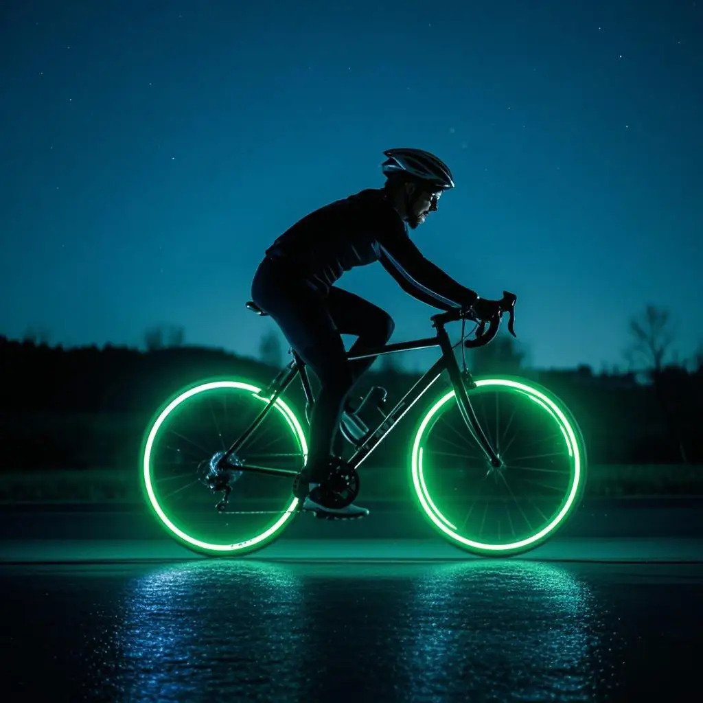 Cycling Gear Stand - สติกเกอร์สะท้อนแสงเรืองแสงในที่มืด ไฟจักรยานพร้อมสายรัดหมวกแบบติดตั้ง ลายทางต่อสู้ สำหรับอุปกรณ์ความปลอดภัยจักรยานและสกู๊ตเตอร์