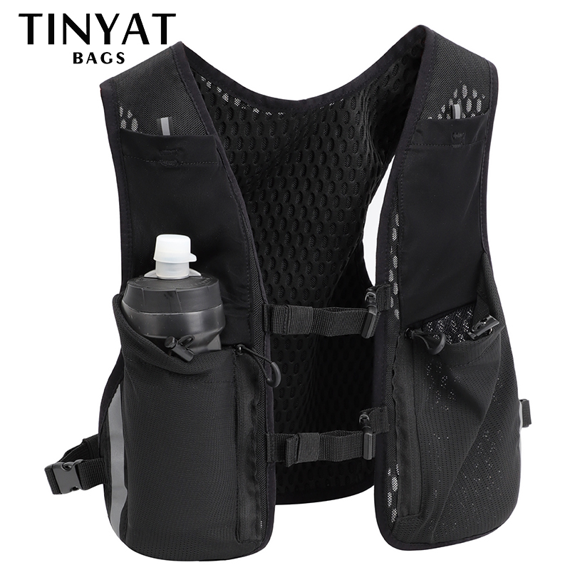 Reflective Cycling Vest - TINYAT เสื้อกั๊กสะท้อนแสง Multi-Function กระเป๋าสําหรับผู้ชายผู้หญิงกีฬากระเป๋าคาดหน้าอก Hip Hop