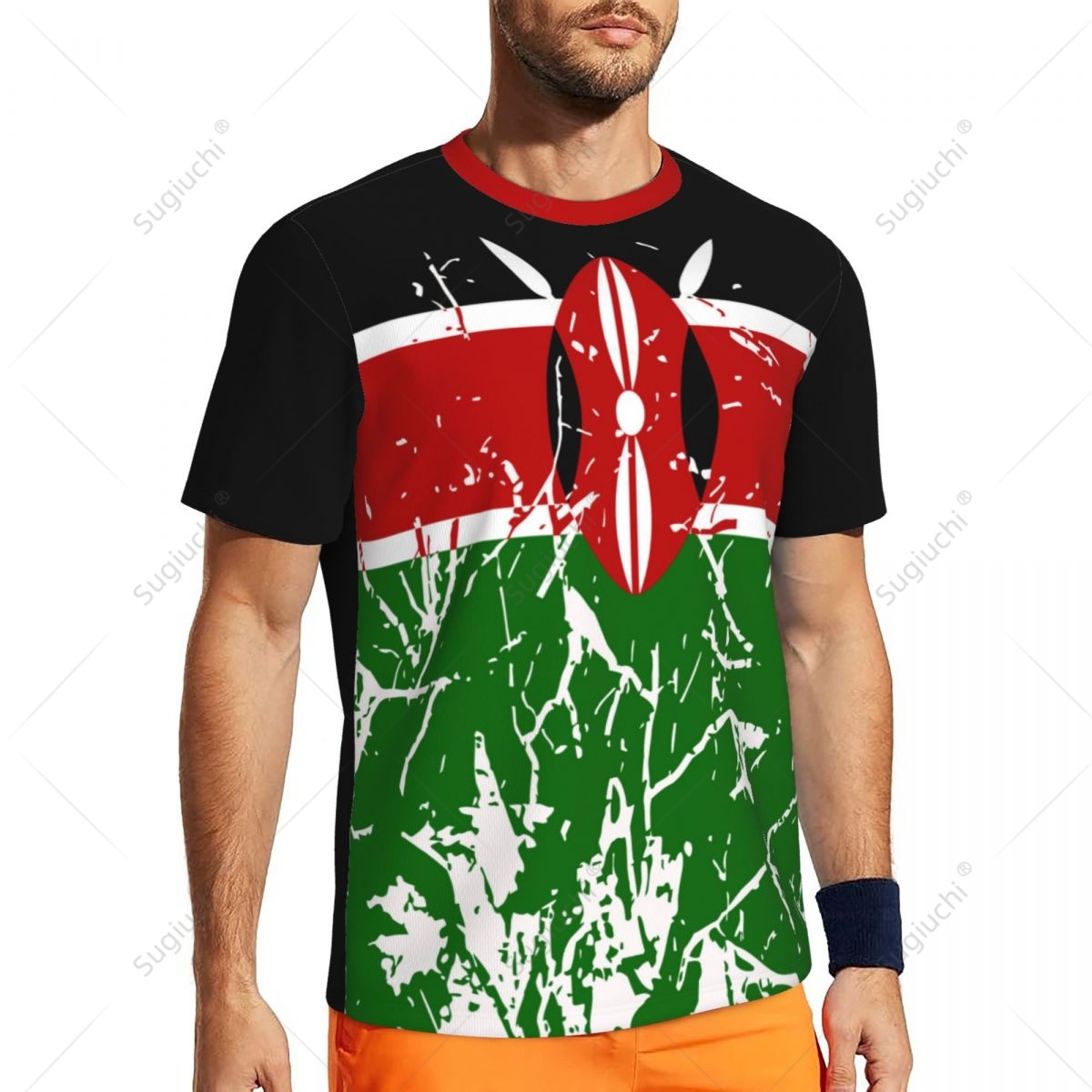 เสื้อยืดออกกำลังกายผู้ชายลายธง - Cycling Gear Kenya บทวิจารณ์และราคา